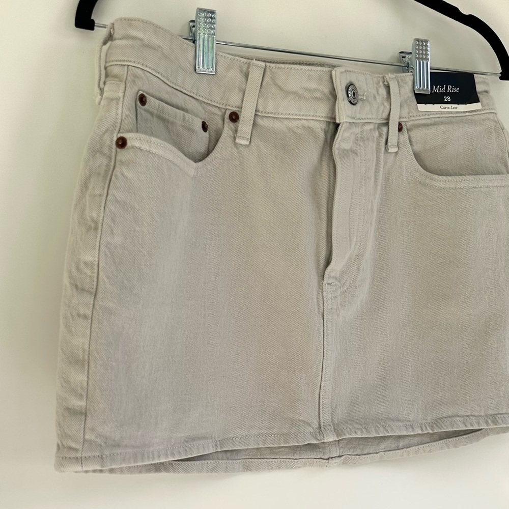 Abercrombie & Fitch Cream Mini Skirt Mid Rise Curve Love New w/ Tags 28 - Picture 6 of 9